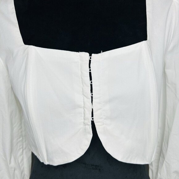 Mable White Front Clasp Long Sleeve Crop Top Sz M Stretch Corset - Picture 2 of 11